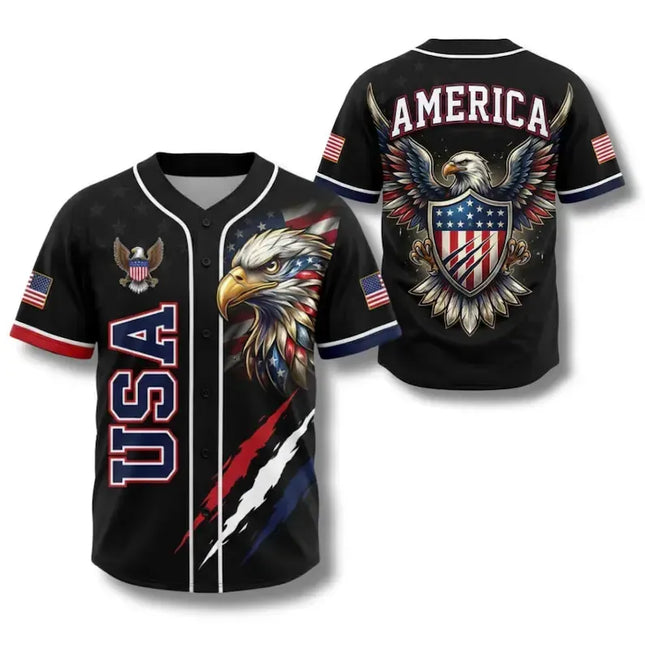 🦅 Patriotic USA All-Over Print Baseball Jersey — America 250th Semiquincentennial Edition (1776–2026) 🇺🇸