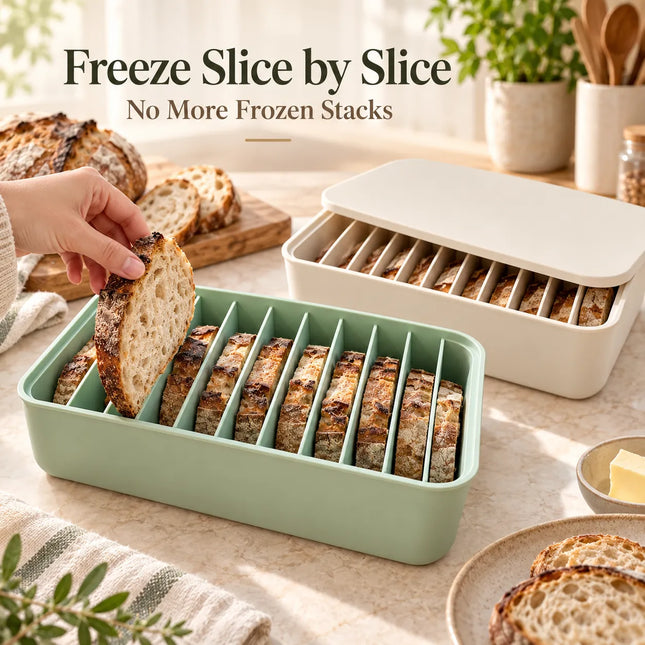 🍞 11-Slot Silicone Bread Freezer Box — Keep Sourdough Slices Separate ❄️