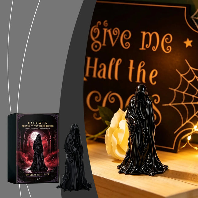 🌑Halloween Midnight Wanderer Figurine Gothic Faceless Cloak Decor Statue✨