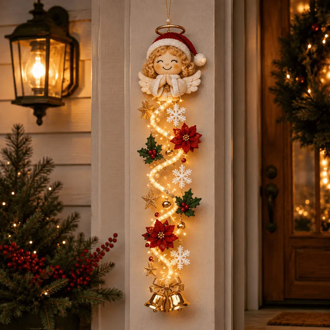 🎄Lighted Christmas Door Hanger | 6 Festive Designs with Warm Glow & Space-Saving Vertical Decor✨