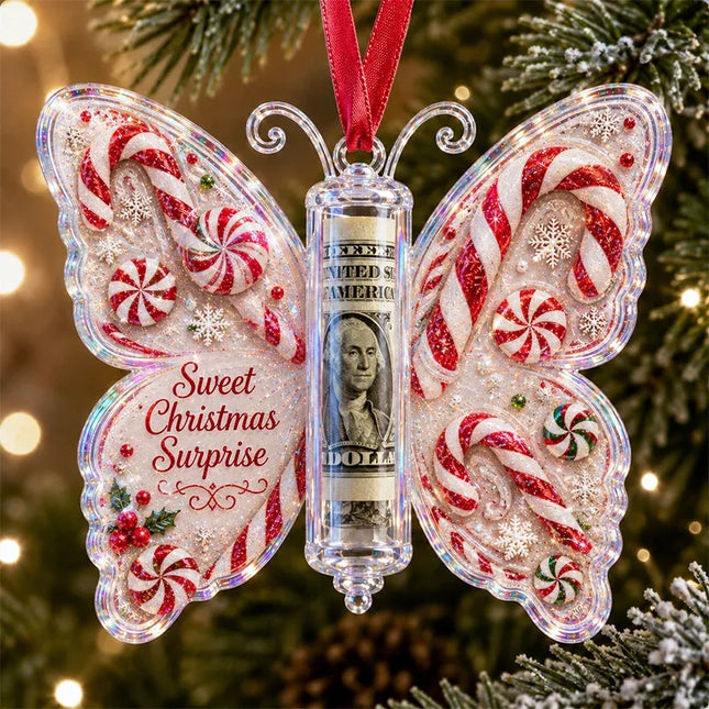 🦋💵 3D Embossed Butterfly Christmas Cash Gift Ornament – Holiday Money Holder Keepsake 🎄✨