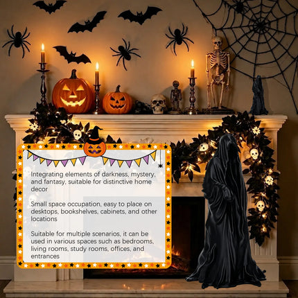 🌑Halloween Midnight Wanderer Figurine Gothic Faceless Cloak Decor Statue✨