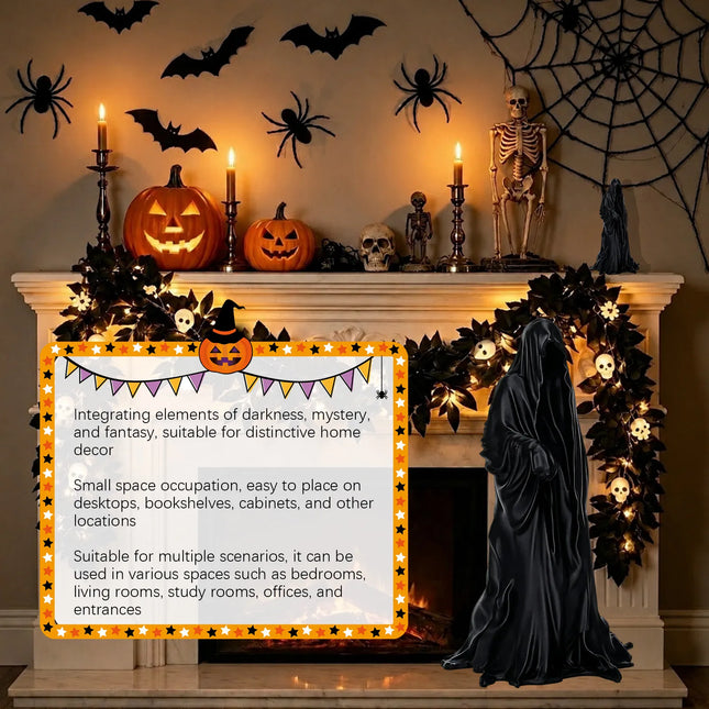 🌑Halloween Midnight Wanderer Figurine Gothic Faceless Cloak Decor Statue✨