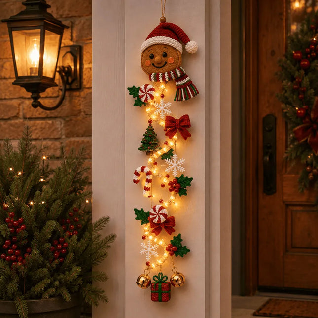 🎄Lighted Christmas Door Hanger | 6 Festive Designs with Warm Glow & Space-Saving Vertical Decor✨