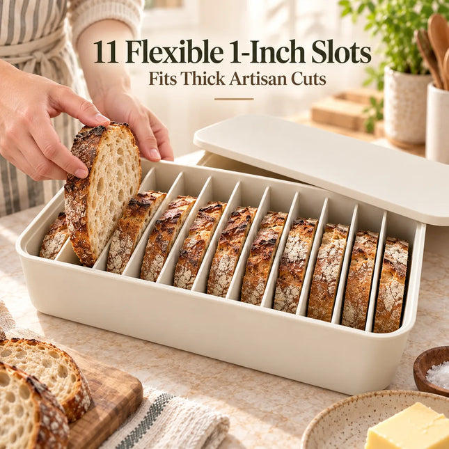 🍞 11-Slot Silicone Bread Freezer Box — Keep Sourdough Slices Separate ❄️