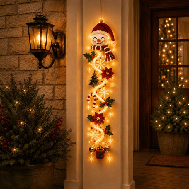 🎄Lighted Christmas Door Hanger | 6 Festive Designs with Warm Glow & Space-Saving Vertical Decor✨