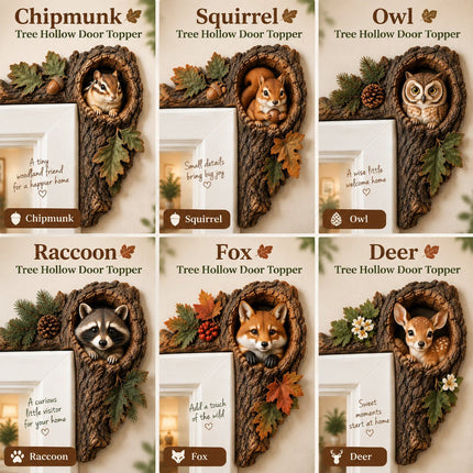 ⏰LAST DAY 50% OFF 🐿️ Chipmunk Tree Hollow Door Topper | Woodland Animal Doorway Decor For Cozy Nature Homes