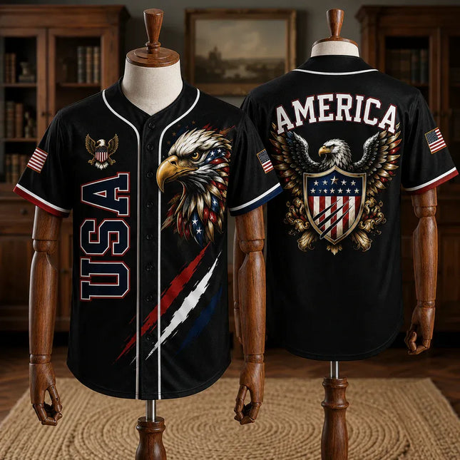 🦅 Patriotic USA All-Over Print Baseball Jersey — America 250th Semiquincentennial Edition (1776–2026) 🇺🇸