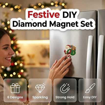6pcs DIY Santa Claus Diamond Painting Fridge Magnet