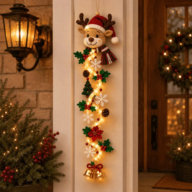 🎄Lighted Christmas Door Hanger | 6 Festive Designs with Warm Glow & Space-Saving Vertical Decor✨