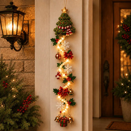 🎄Lighted Christmas Door Hanger | 6 Festive Designs with Warm Glow & Space-Saving Vertical Decor✨