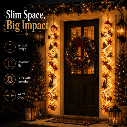 🎄Lighted Christmas Door Hanger | 6 Festive Designs with Warm Glow & Space-Saving Vertical Decor✨