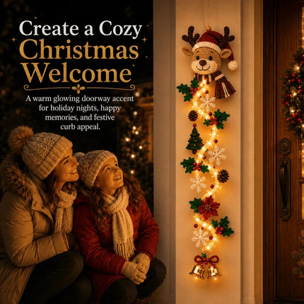 🎄Lighted Christmas Door Hanger | 6 Festive Designs with Warm Glow & Space-Saving Vertical Decor✨