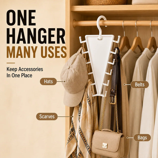 📍 12-Hook V-Shaped Closet Organizer – Save Space & Keep Accessories Tidy