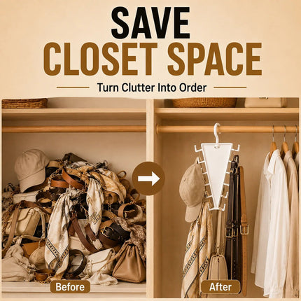 📍 12-Hook V-Shaped Closet Organizer – Save Space & Keep Accessories Tidy